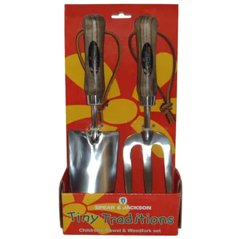 Spear and Jackson Tiny Traditions Childrens Trowel and Weedfork Set – image 1