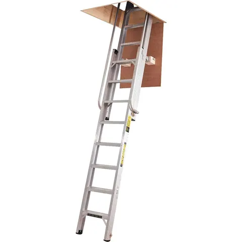 Werner DELUXE 2 Section Sliding Loft Ladder – Silver – image 1