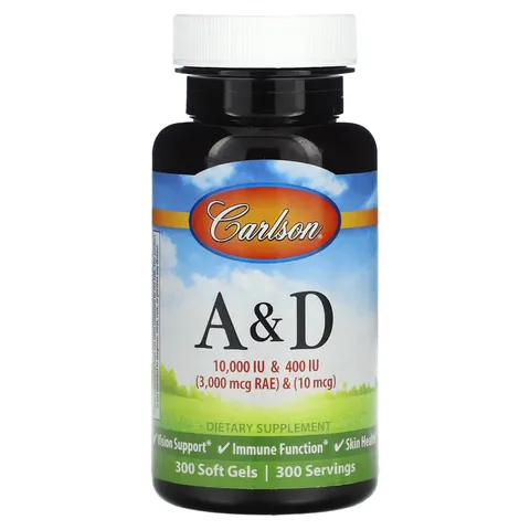 Carlson, Vitamin A & D, 300 Soft Gels – image 1