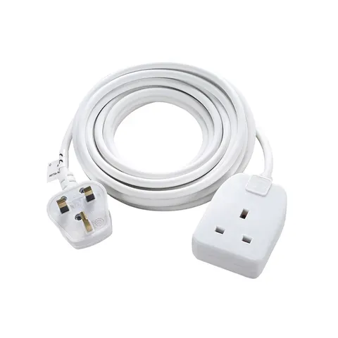 Masterplug Single Socket Extension Lead with 5m Cable 13A White – image 1