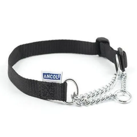 Ancol Nylon Check Chain Collar Black 55-75cm Size 7-10 – image 1