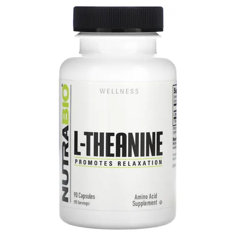 NutraBio, L-Theanine, 200 mg, 90 Capsules – image 1