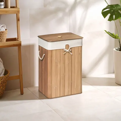 Kankyo Natural Rectangular Laundry Hamper Cream – image 1