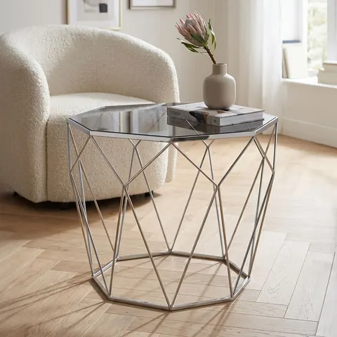 Shalimar Octagonal Silver Side Table Silver – image 1