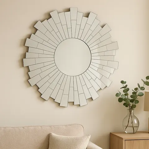 Glitzy Flared Circle Wall Mirror Silver – image 1