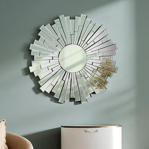 Glitzy Circular Wall Mirror Silver – image 1