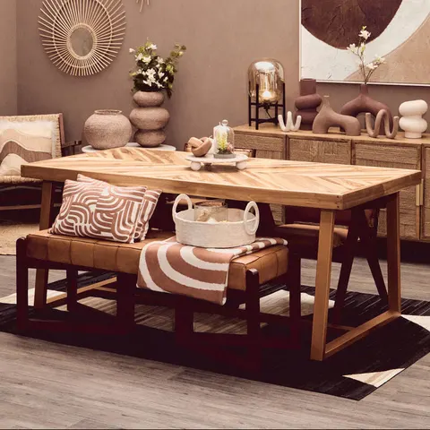 Kendari Natural Teak Wood Rectangular Dining Table – image 1