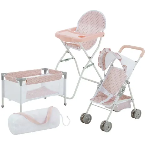 Teamson Set dormitorio para muñecas, rosa/gris, 54cm – imagen 1