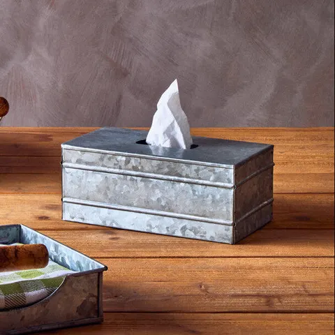 Drummond Rectangular Galvanised Steel Tissue Box – image 1
