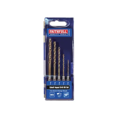 Faithfull 5 Piece HSSE M35 Cobalt Impact Drill Bit Set – image 1