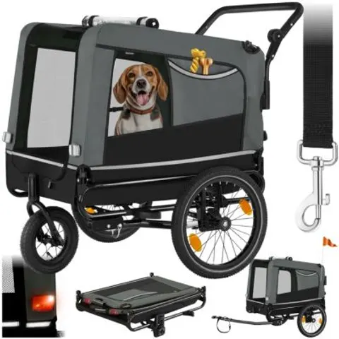 Remorque vélo pour chien multifonction 3-en-1 gris – image 1