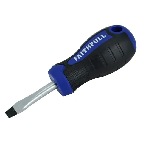 Faithfull Soft Grip Flared Slotted Tip Stubby Screwdriver – image 1