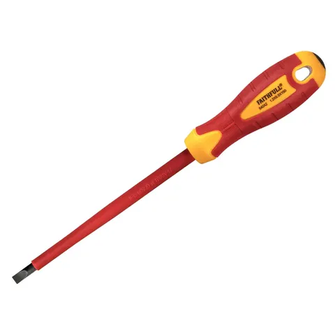 Faithfull VDE Insulated Soft Grip Slotted Screwdriver – FAISDVDE65 – image 1