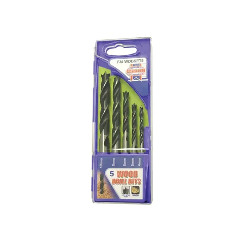 Faithfull 5 Piece Brad Point Wood Drill Bit Set – image 1