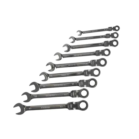 Faithfull 9 Piece Flexible Ratchet Combination Spanner Set – image 1