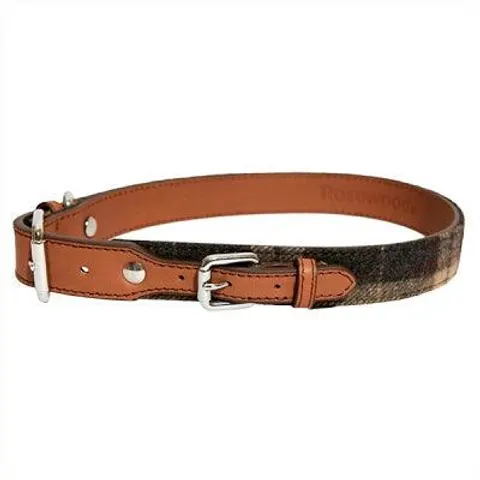 Tweed Check Leather Collar 8-12" x 3/4" – image 1