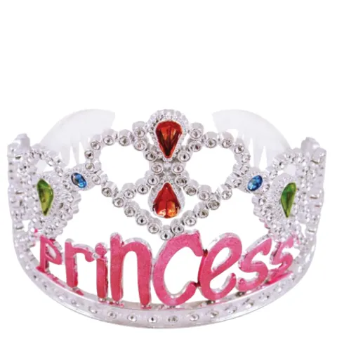 Henbrandt Silver & Pink Princess Tiara – image 1