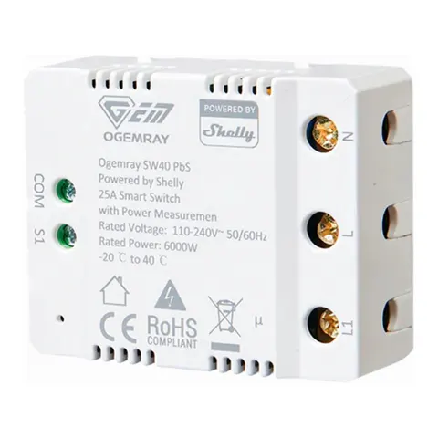 PBS SW40 - Ogemray smart relay switch 25 A, powered by Shelly – image 1