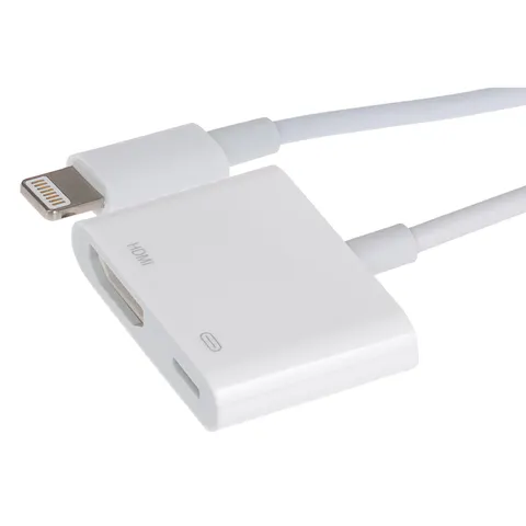 Maplin Lightning to HDMI / Lightning Charging Port Adapter - White – image 1
