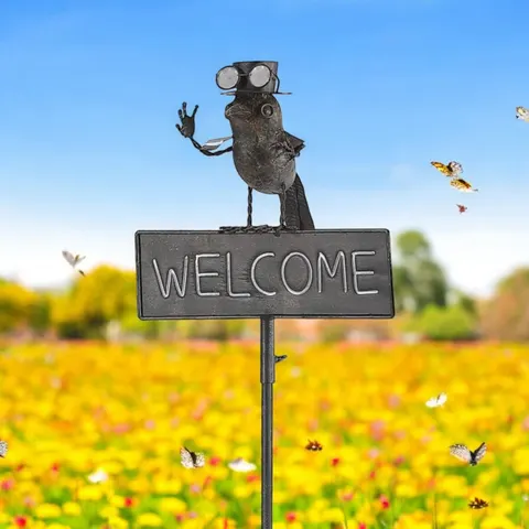 53" Metal Bird Welcome Garden Stake – image 1