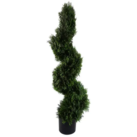 120cm Spiral Cedar Tree Artificial Topiary Green 4ft – image 1