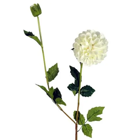 75cm Artificial Dahlia PomPom Flowers Cream – image 1