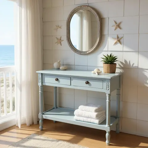 90CM 2 Drawer Side Table – image 1