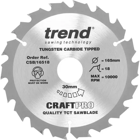 Trend CRAFTPRO Wood Cutting Saw Blade – CSB16518 – image 1