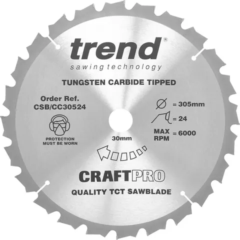 Trend CRAFTPRO Wood Cutting Mitre Saw Blade – CSBCC30524 – image 1