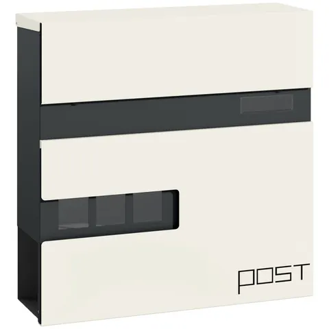 HOMCOM Wall Mounted Post Box, Weatherproof Letterbox with Lock, White – image 1