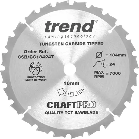 Trend Craft Anti Kickback Thin Kerf Circular Saw Blade – CSBCC18424T – image 1