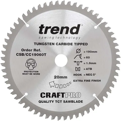Trend Craft Anti Kickback Thin Kerf Circular Saw Blade – CSBCC19060T – image 1