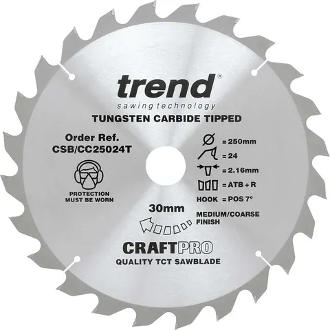 Trend Craft Anti Kickback Thin Kerf Circular Saw Blade – CSBCC25024T – image 1