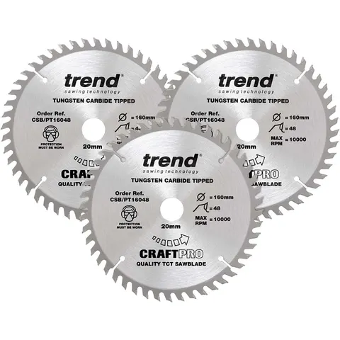 Trend CRAFTPRO 3 Piece 160mm Panel Trim Circular Saw Blade Set – image 1