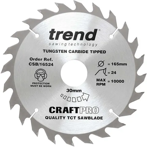 Trend CRAFTPRO Wood Cutting Saw Blade – CSB16524 – image 1