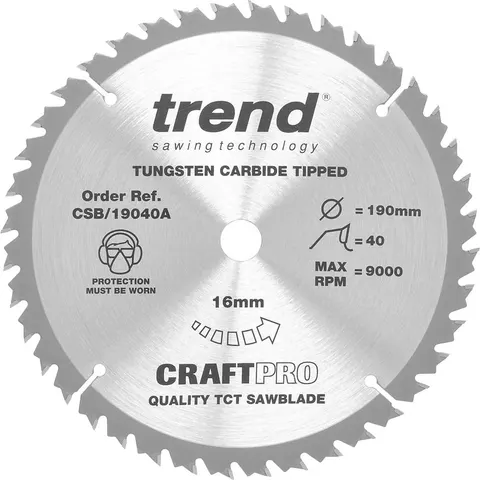 Trend CRAFTPRO Wood Cutting Saw Blade – CSB19040A – image 1