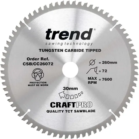 Trend CRAFTPRO Wood Cutting Mitre Saw Blade – CSBCC26072 – image 1