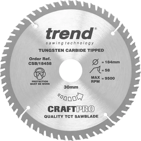 Trend CRAFTPRO Wood Cutting Saw Blade – CSB18458 – image 1