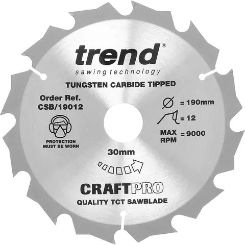 Trend CRAFTPRO Wood Cutting Saw Blade – CSB19012 – image 1