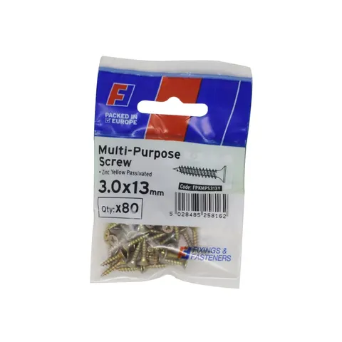 ForgeFix - Multi-Purpose Pozi Screw CSK ST ZYP 3.0 x 13mm ForgePack 80 – image 1