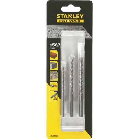 Stanley FatMax 3 Piece Masonry Drill Bit Set – image 1