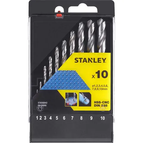 Stanley 10 Piece HSS-CNC Drill Bit Set for Metal – image 1