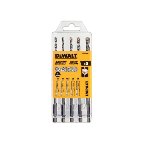 DeWalt 5 Piece Hex Shank Impact Rated Multi Material Drill Bit Set – image 1