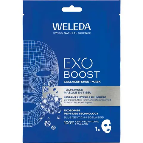 Weleda Exo Boost Collagen Tuchmaske Blauer Enzian – Bild 1