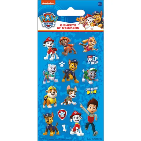 Paw Patrol Blue Party Stickers 6 Sheets – image 1