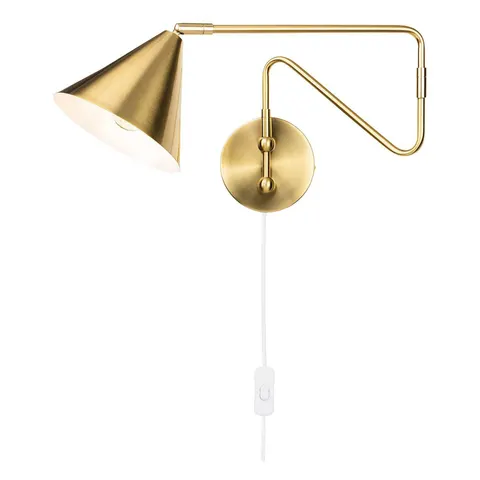 Firstlight Plug-in Wall Light Switched Brushed Brass 1xE14 – image 1