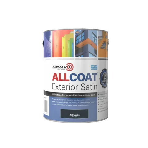 Zinsser AllCoat Exterior Anthracite 1 Litre - Multi-Surface Paint – image 1