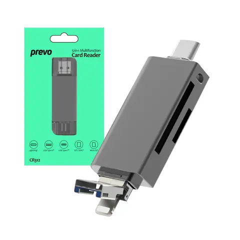 PREVO CR312 card reader USB Type-A/USB Type-C/Lightning Black – image 1