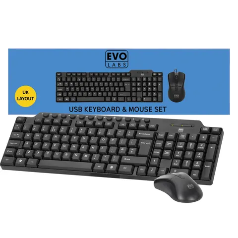 Evo Labs CM-501UK Wired Multimedia and Mouse Combo Set. USB Plug and P – image 1