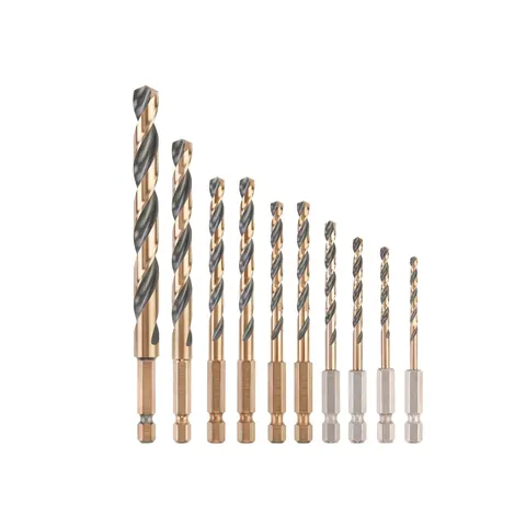 DeWalt 10 Piece Black and Gold Impact Hex HSS Drill Bit Set – image 1